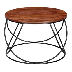 CASAVANTI Couchtisch 60 x 60 cm Sheesham massiv/schwarz