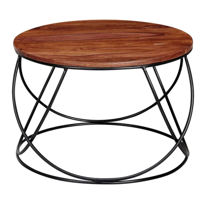 CASAVANTI Couchtisch 60 x 60 cm Sheesham massiv/schwarz