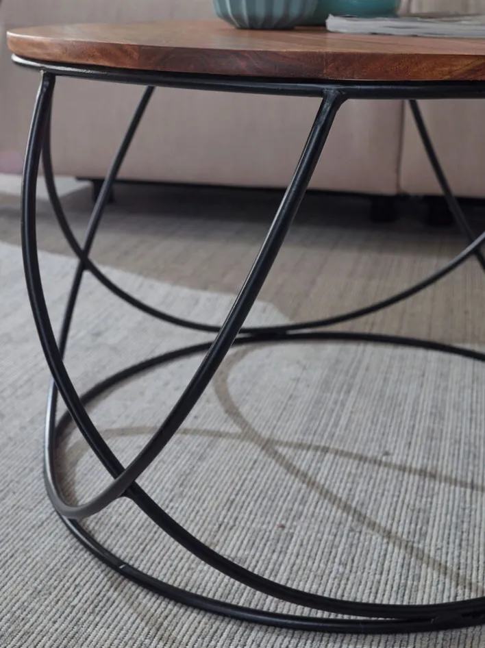 CASAVANTI Couchtisch 60 x 60 cm Sheesham massiv/schwarz