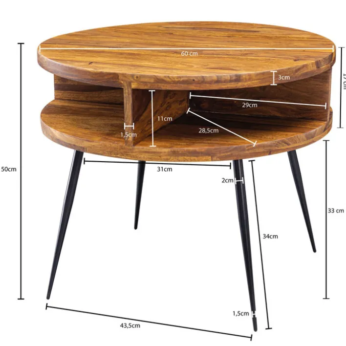 CASAVANTI Couchtisch 60 x 60 cm Sheesham massiv