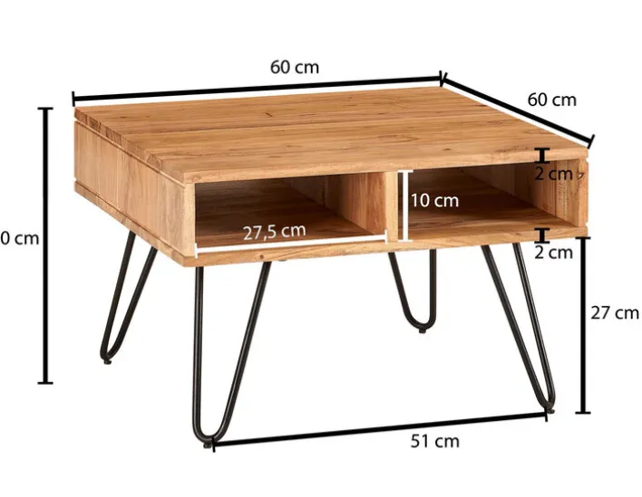 CASAVANTI Couchtisch 60 x 60 cm Akazie massiv