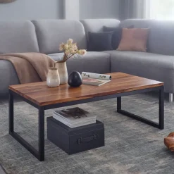 CASAVANTI Couchtisch 110 x 60 cm Schwarz/ Sheesham massiv