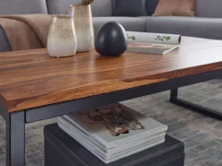 CASAVANTI Couchtisch 110 x 60 cm Schwarz/ Sheesham massiv