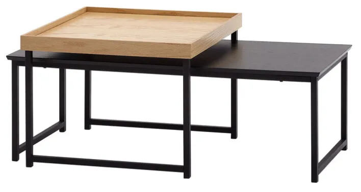 CASAVANTI Couchtisch 2er Set Schwarz/ Eiche