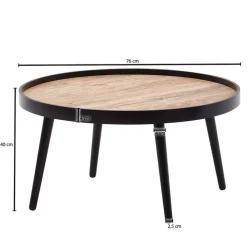 CASAVANTI Couchtisch rund 76 cm Schwarz/ Eiche