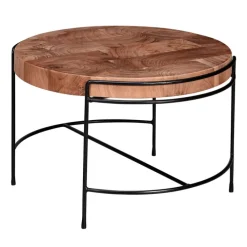 CASAVANTI Couchtisch rund 62 cm Schwarz/ Akazie massiv