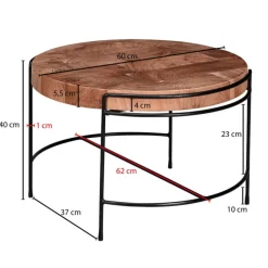CASAVANTI Couchtisch rund 62 cm Schwarz/ Akazie massiv