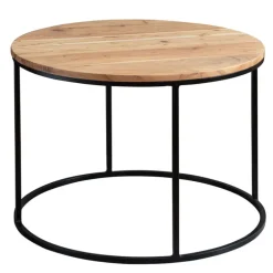 CASAVANTI Couchtisch rund 60 cm Schwarz/ Akazie massiv