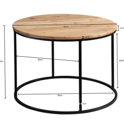 CASAVANTI Couchtisch rund 60 cm Schwarz/ Akazie massiv