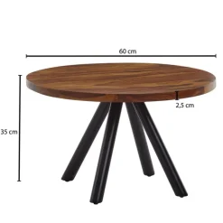 CASAVANTI Couchtisch rund 60 x 35 cm Schwarz/ Sheesham massiv