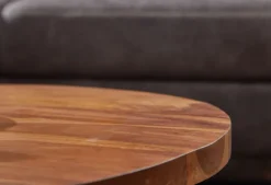 CASAVANTI Couchtisch rund 60 x 35 cm Schwarz/ Sheesham massiv