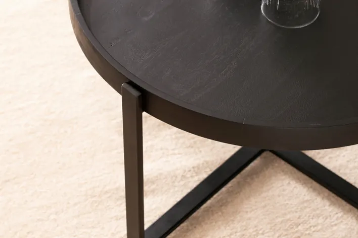 CASAVANTI Couchtisch 60x35 cm Massivholz Mango schwarz