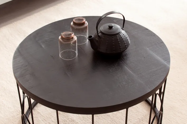 CASAVANTI Couchtisch 60x36 cm Massivholz Mango schwarz