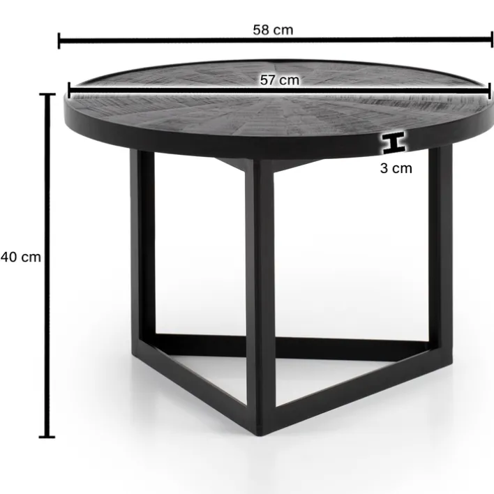CASAVANTI Couchtisch 58x40 cm Massivholz Mango schwarz