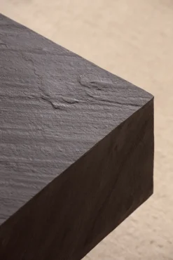 CASAVANTI Couchtisch 64x35 cm Steinoptik/Metall Anthrazit/schwarz