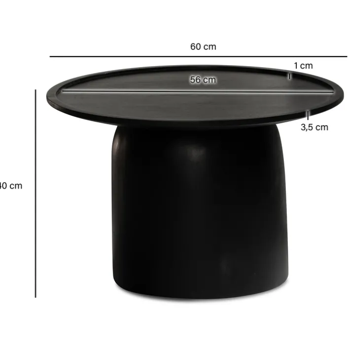 CASAVANTI Couchtisch 60x40 cm Massivholz Mango schwarz