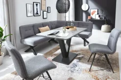 CASAVANTI Eckbank MIA Metall/Stoffbezug hellgrau 214 x 176 cm