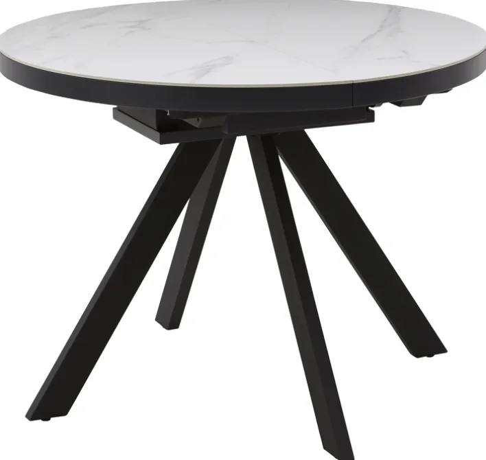 CASAVANTI Esstisch LINUS 100(130) x 100 cm Keramik weiß/anthrazit