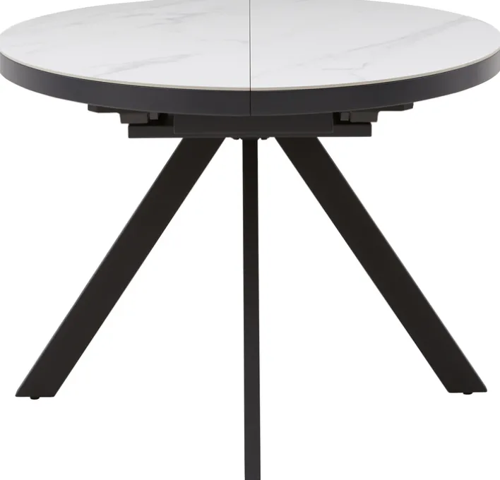 CASAVANTI Esstisch LINUS 100(130) x 100 cm Keramik weiß/anthrazit