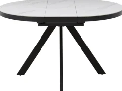 CASAVANTI Esstisch LINUS 100(130) x 100 cm Keramik weiß/anthrazit