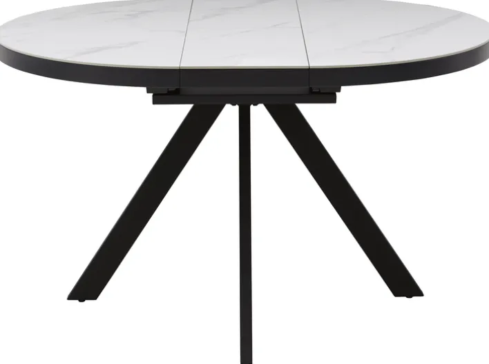 CASAVANTI Esstisch LINUS 100(130) x 100 cm Keramik weiß/anthrazit