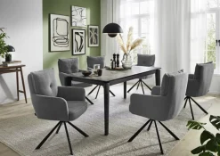 CASAVANTI Esstisch TABULAR 180(240) x 90 cm anthrazit/grau-braun