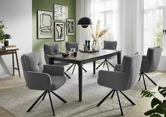 CASAVANTI Esstisch TABULAR 180(240) x 90 cm anthrazit/grau-braun