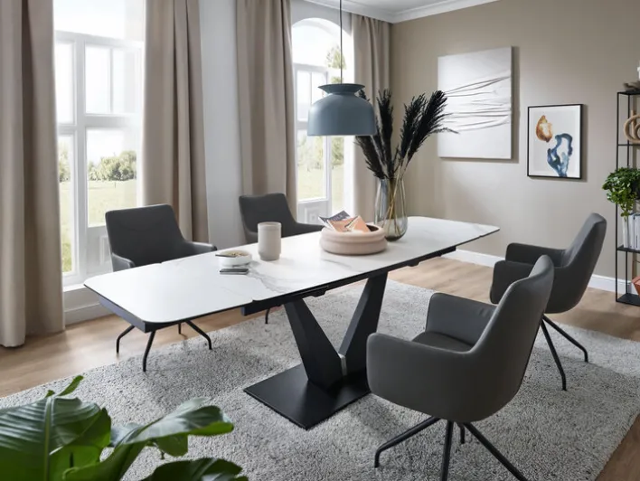 CASAVANTI Esstisch TOSKANA 180-220.260 x 90 cm beige/ schwarz