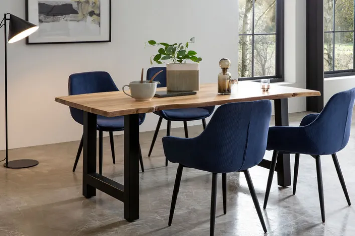 CASAVANTI Esszimmerstuhl 2er Set dunkelblau/schwarz