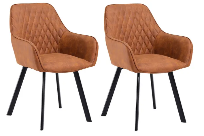CASAVANTI Esszimmerstuhl 2er Set Mikrofaser braun