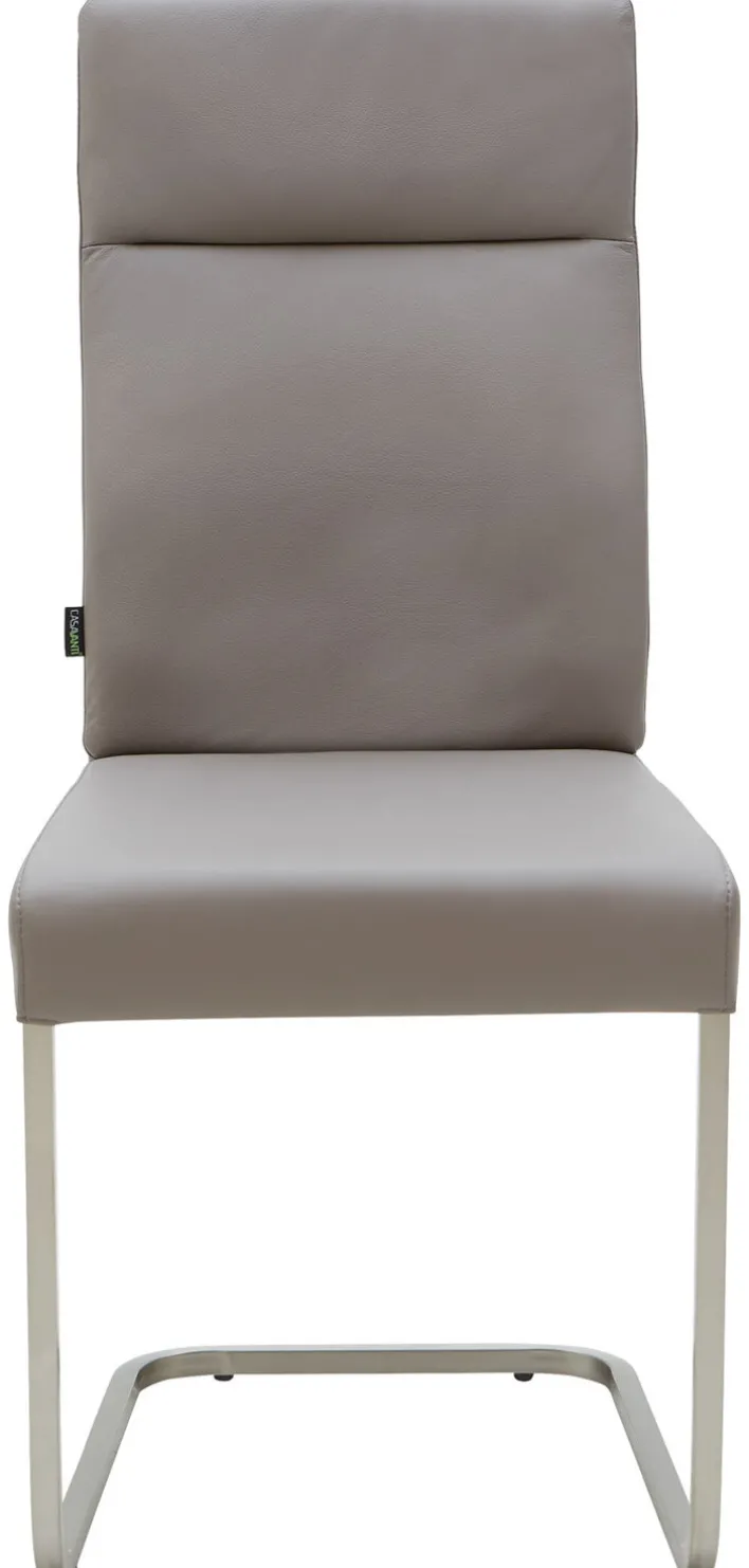 CASAVANTI Esszimmerstuhl LONDON I 2er Set Leder grau/Edelstahl