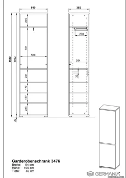 CASAVANTI Garderobenschrank ALMADA anthrazit /Navara Eiche NB