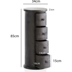 CASAVANTI Kommode 34 x 85 cm Mango Massivholz schwarz