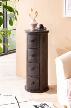 CASAVANTI Kommode 34 x 85 cm Mango Massivholz schwarz