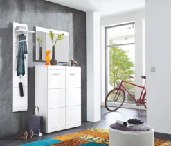 CASAVANTI Kommode MERANO 90 x 120 cm Dekor Alpinweiß/Weiß Hochglanz