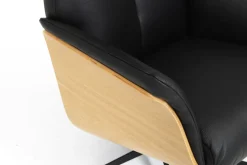 CASAVANTI Ledersessel mit Hocker SOLEDA 2-teilig schwarz /Eiche