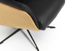 CASAVANTI Ledersessel mit Hocker SOLEDA 2-teilig schwarz /Eiche