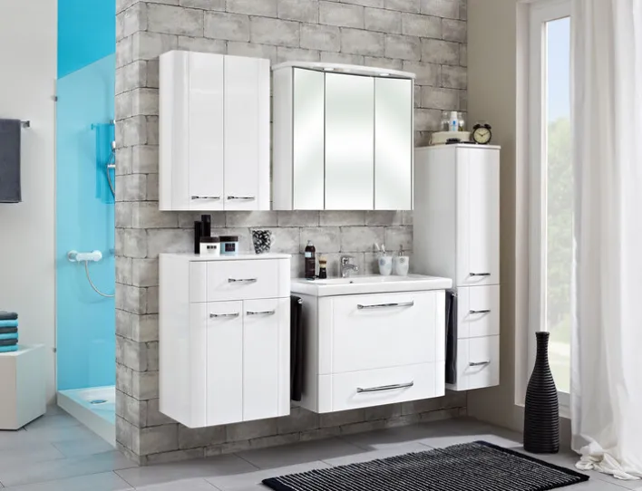 CASAVANTI Midischrank Lack Weiß Hochglanz ca. 30 x 130 x 38 cm