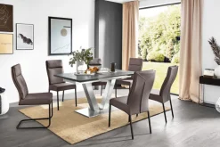 CASAVANTI Polsterstuhl LONDON III 2er Set Leder grau/schwarz