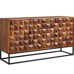 CASAVANTI Sideboard 145 x 81 cm Schwarz/ Sheesham massiv