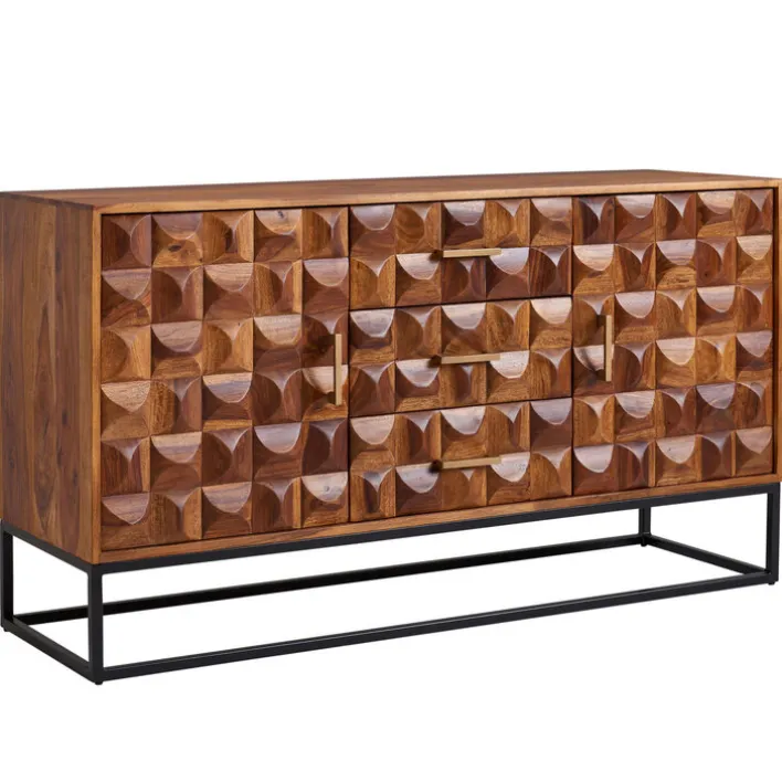CASAVANTI Sideboard 145 x 81 cm Schwarz/ Sheesham massiv