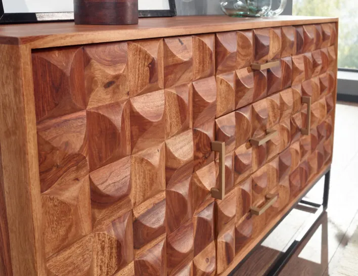 CASAVANTI Sideboard 145 x 81 cm Schwarz/ Sheesham massiv