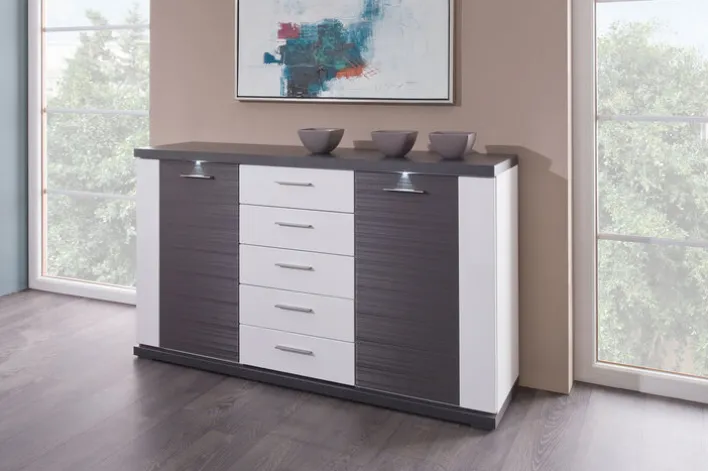 CASAVANTI Sideboard MANHATTAN Hochglanz Weiß ca. 156 x 90 x 42 cm