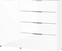CASAVANTI Sideboard OAKLAND 134 x 102 cm Glas Weiß/Weiß