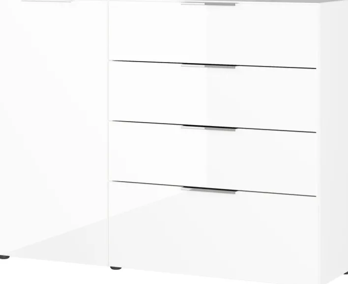 CASAVANTI Sideboard OAKLAND 134 x 102 cm Glas Weiß/Weiß