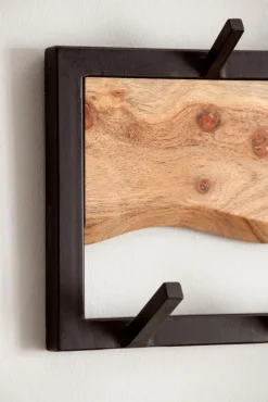 CASAVANTI Wandgarderobe Akazie Massivholz/Metall 80x20x8 cm schwarz/braun