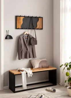 CASAVANTI Wandgarderobe 80x36x6 cm Massivholz Mango/Steinoptik