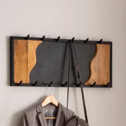 CASAVANTI Wandgarderobe 80x36x6 cm Massivholz Mango/Steinoptik