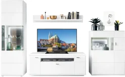 CASAVANTI Wohnwand I AMORA 4-teilig weiß /anthrazit 3D