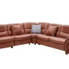com4lux Ecksofa BRESCIA Leder Cloudy cognacbraun